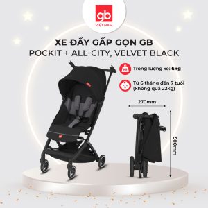 Xe đẩy gấp gọn GB Pockit + All-City, Velvet Black